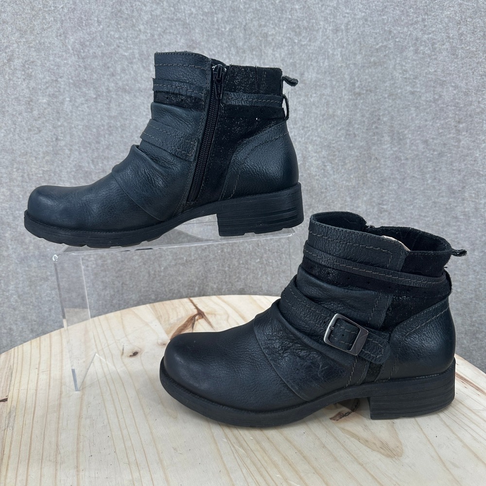 Earth Origins Randi Roland Ankle Boots Womens 9.5 Black Leather Moto 2019F